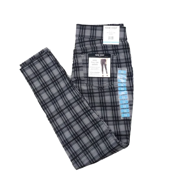 NWT Nine West Women's Heidi Glasgow Plaid Pull-On Skinny Pant - Picture 3 of 6